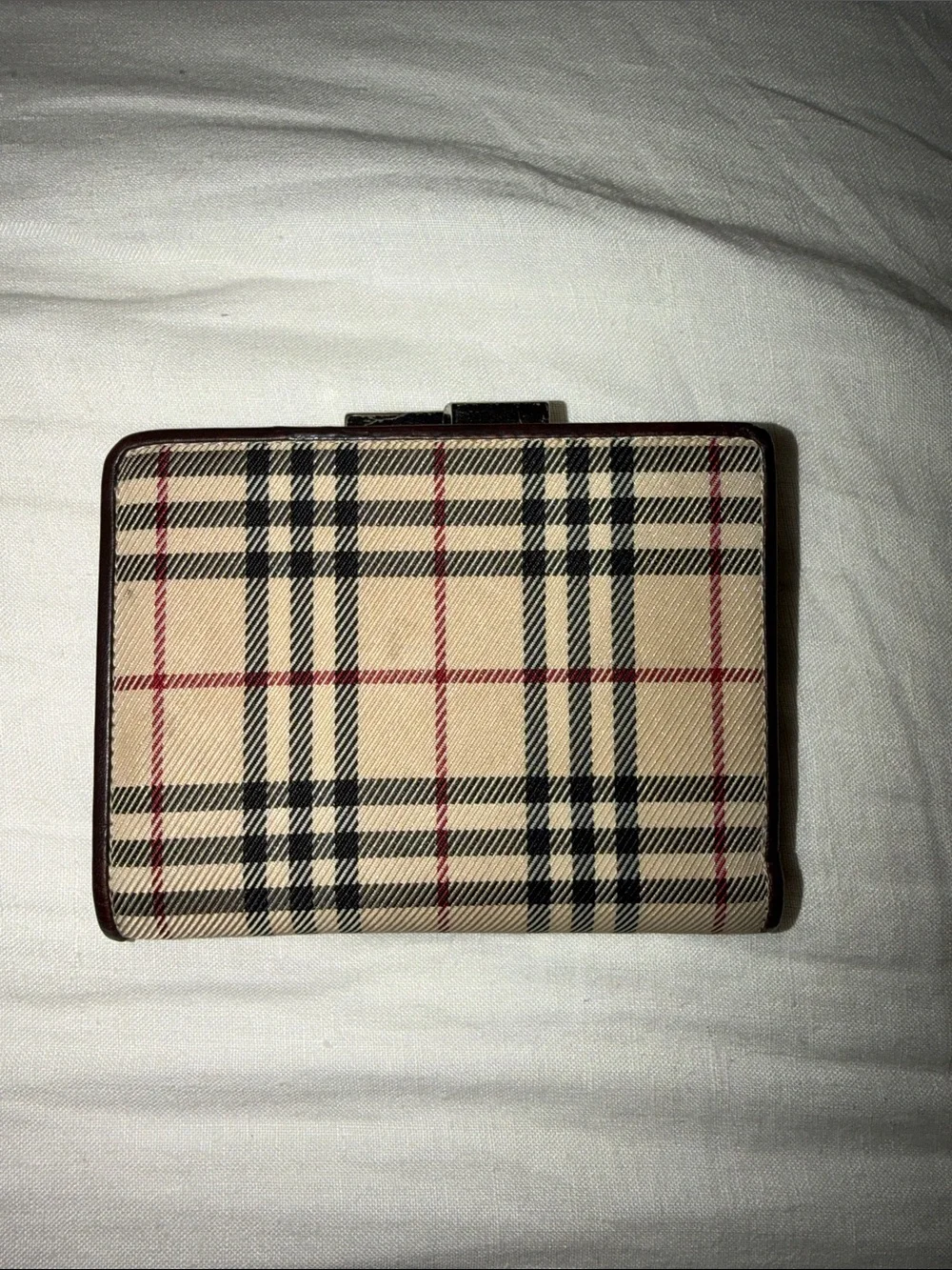 Burberry Beige Check and Brown Leather Wallet